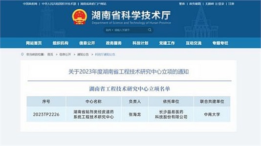 晶易醫(yī)藥“湖南省貼劑類經(jīng)皮遞藥系統(tǒng)工程技術(shù)研究中心”成功立項(xiàng)！